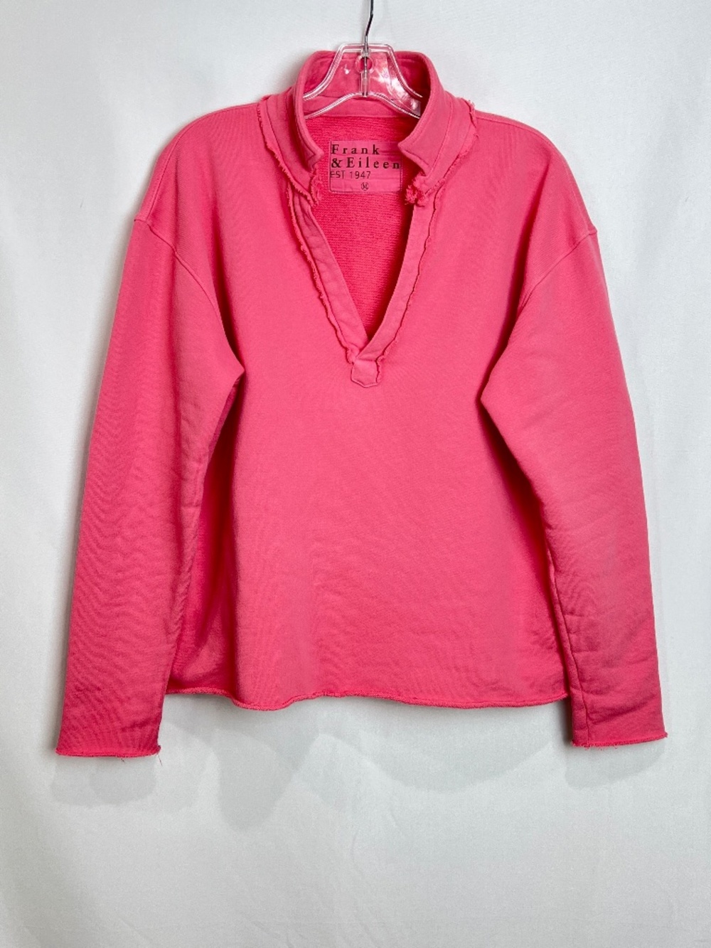 FRANK & EILEEN Patrick Triple Fleece Popover Henley Sweatshirt Coral Size M